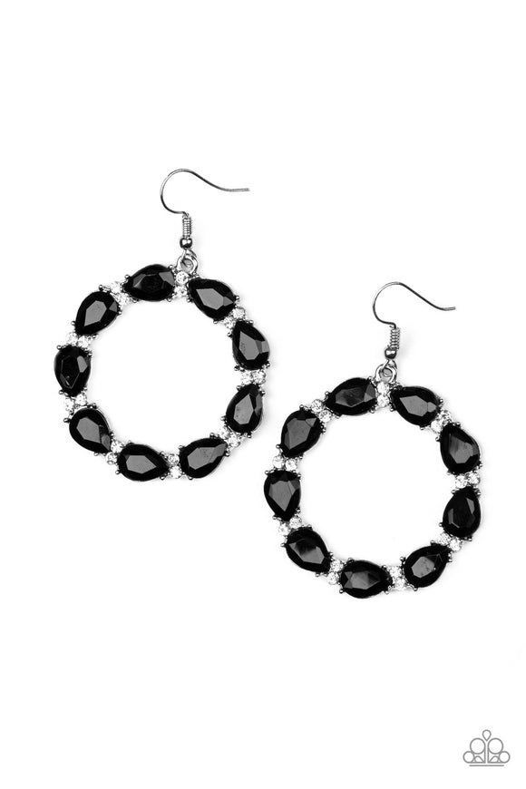 Ring Around The Rhinestones - Black Earring