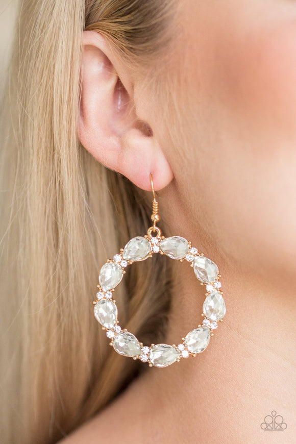 Ring Around The Rhinestones - Gold Earrings - October LOP