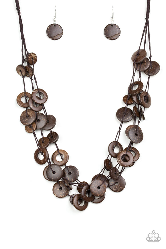 Wonderfully Walla Walla - Brown Wooden Necklace - Box 5 - Brown
