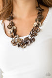 Wonderfully Walla Walla - Brown Wooden Necklace - Box 5 - Brown
