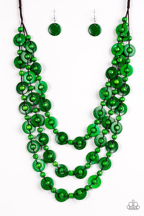 Bermuda Belle - Green Wooden Necklace - Box 5 - Green