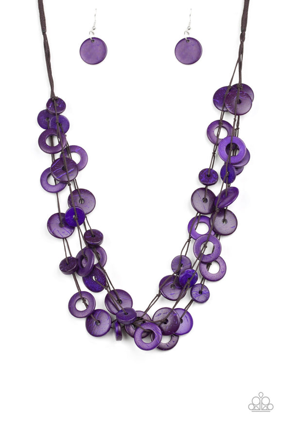 Wonderfully Walla Walla - Purple Wooden Necklace - Box 7 - Purple