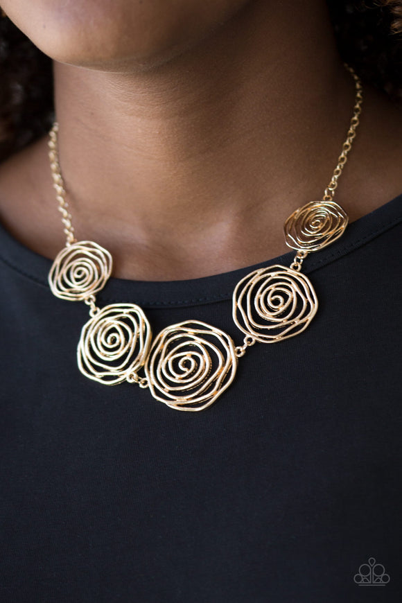 Rosy Rosette - Gold Necklace - Box 5 - Gold