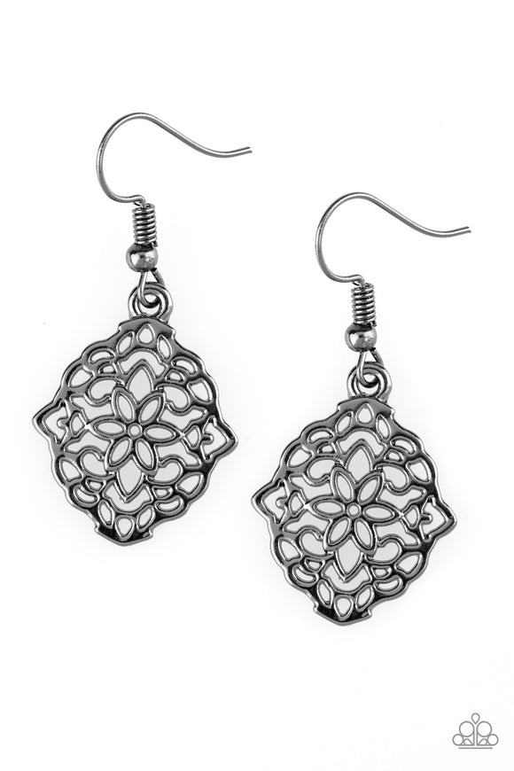 Flirty Florals - Black Earring