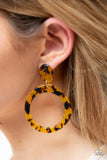 Fish Out Of Water - Yellow/Animal print - Post Earring