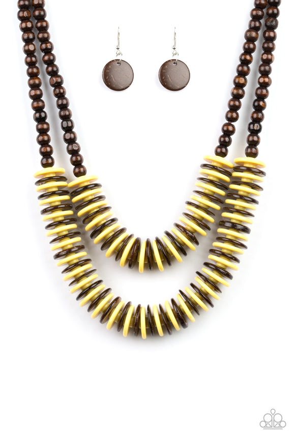Dominican Disco - Yellow Necklace - Box 3 - Yellow