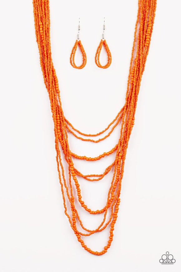 Totally Tonga - Orange Seed Bead Necklace - Box 1 - Orange