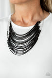 Catwalk Queen - Black Seed Bead Necklace - Box 12 - Black