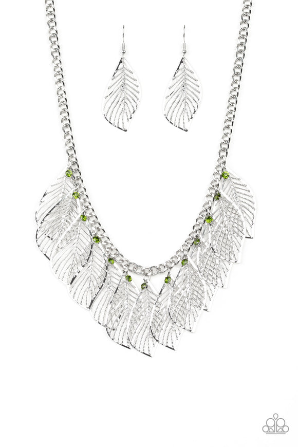 Feathery Foliage - Green Necklace - Box 7 - Green