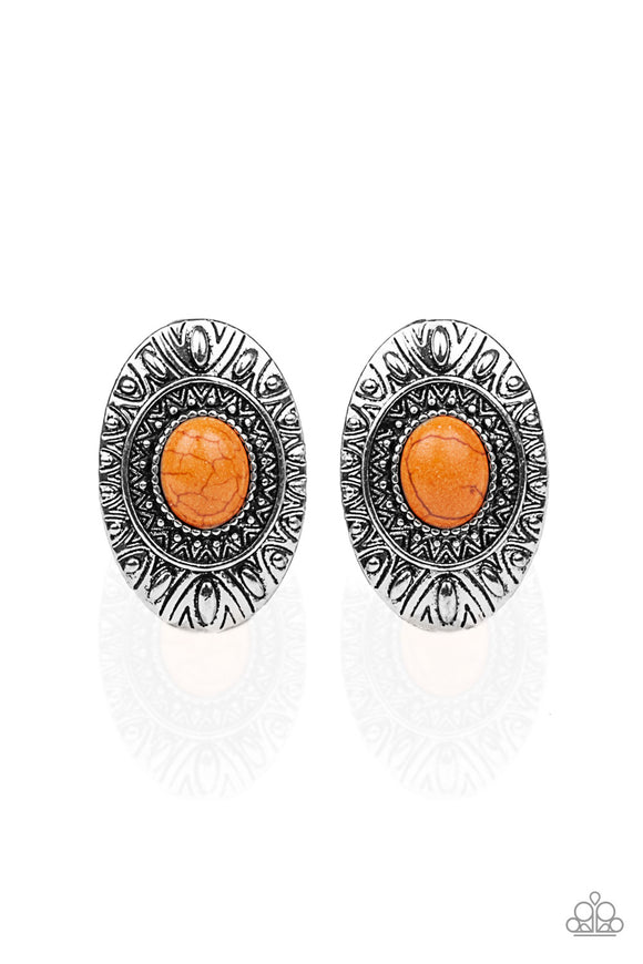 Stone Tiki - Orange Post Earring - Box 1 - Orange