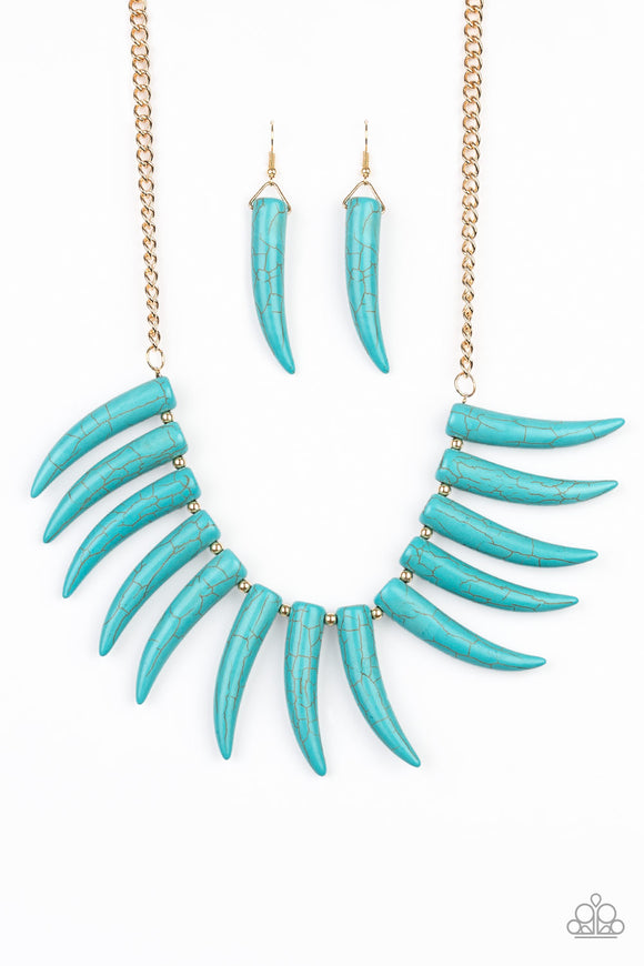 Tusk Tundra - Blue/gold Necklace - LOP - Aug 20 - Box 7 - Blue