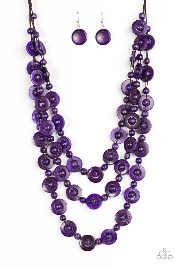 Bermuda Belle - Purple Wooden Necklace - Box 7 - Purple