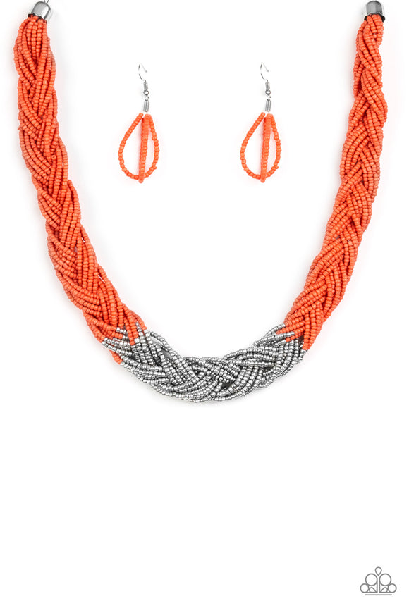 Brazilian Brilliance - Orange Seed Bead Necklace - Box 4 - Orange