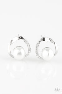 Stylishly Suave - White Post Earring - Box 2 - White