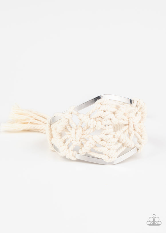 Macrame Mode - White Cuff Bracelet - LOP - 10/20