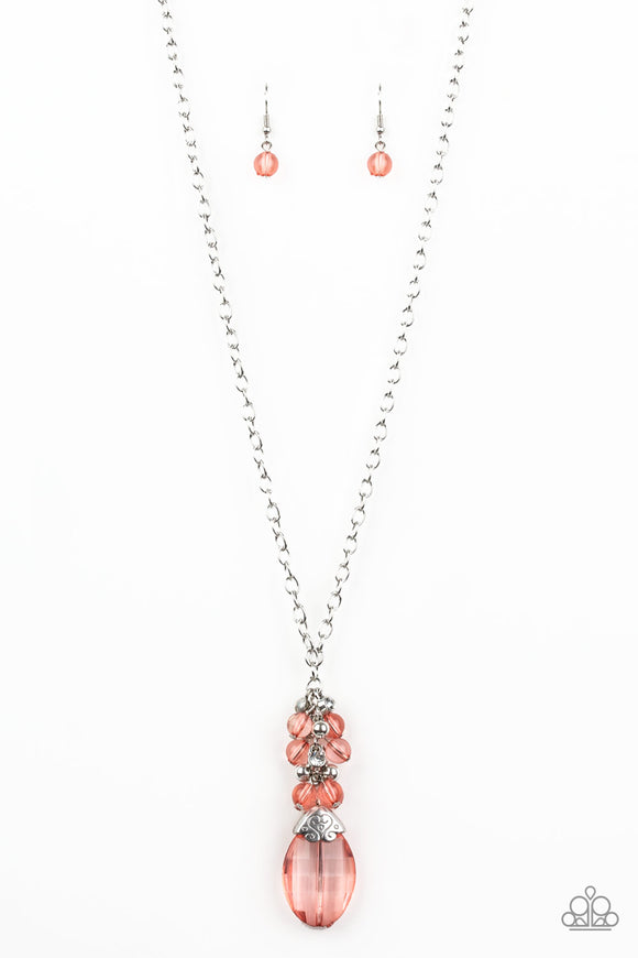 Crystal Cascade - Orange Necklace - Box 6 - Orange