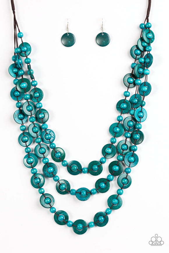 Bermuda Belle - Blue Wooden Necklace - Box 6 - Blue