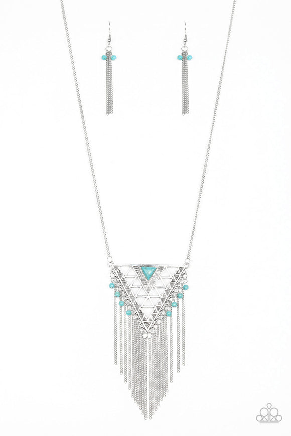 Colorfully Colossal - Blue Necklace