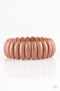 Peacefully Primal - Brown Stretch Bracelet