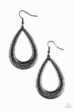 Straight Up Shimmer - Black Earrings