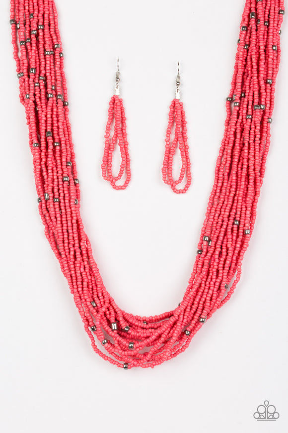 Summer Samba - Orange Seed Bead Necklace - Box 6 - Orange