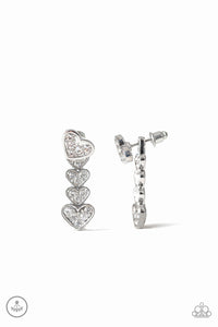 Heartthrob Twinkle - White Double-Sided Post Earrings - Box 1 - Double-Sided Post