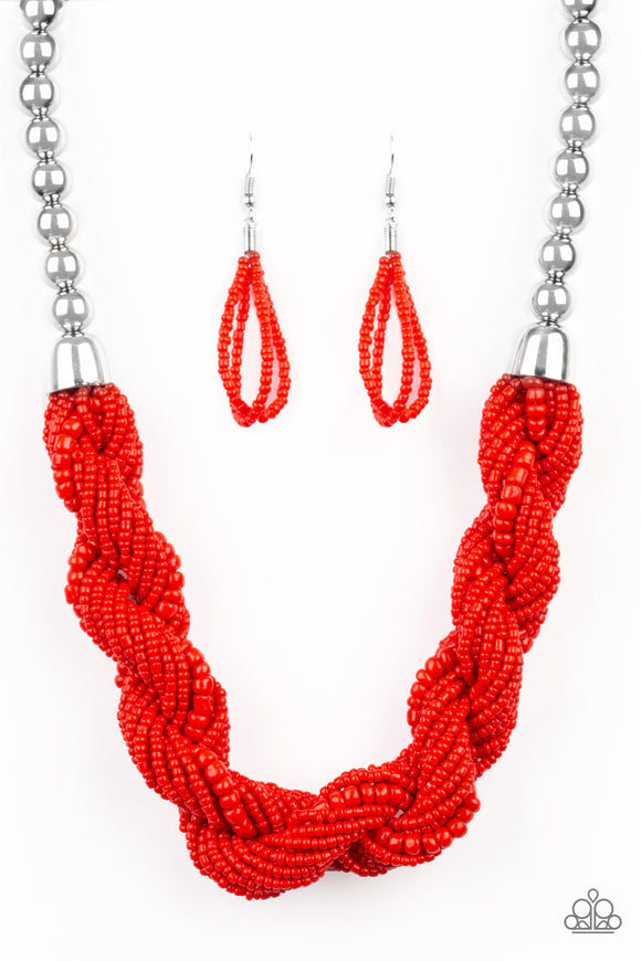 Savannah Surfin' - Red Seed Bead Necklace - Box 5 - Red