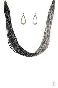 Flashy Fashion - Black Seed Bead Necklace - Box 15 - Black