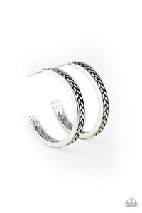 Rugged Retro - Silver Hoop Earring