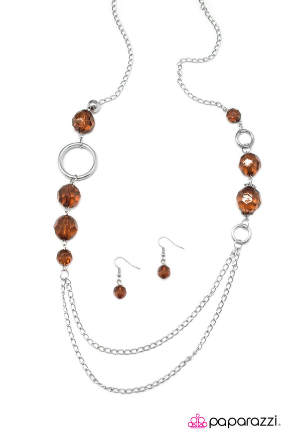 Crystal Clear - Brown Necklace - Box 3 - Brown