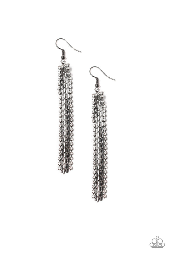 Starlit Tassels - Black Earring