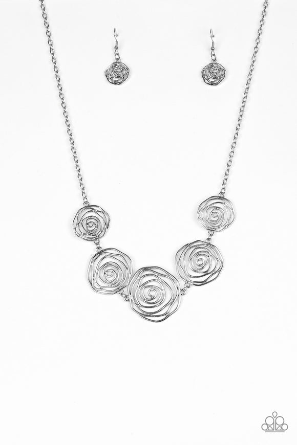 Rosy Rosette - Silver Necklace - Box 12 - Silver