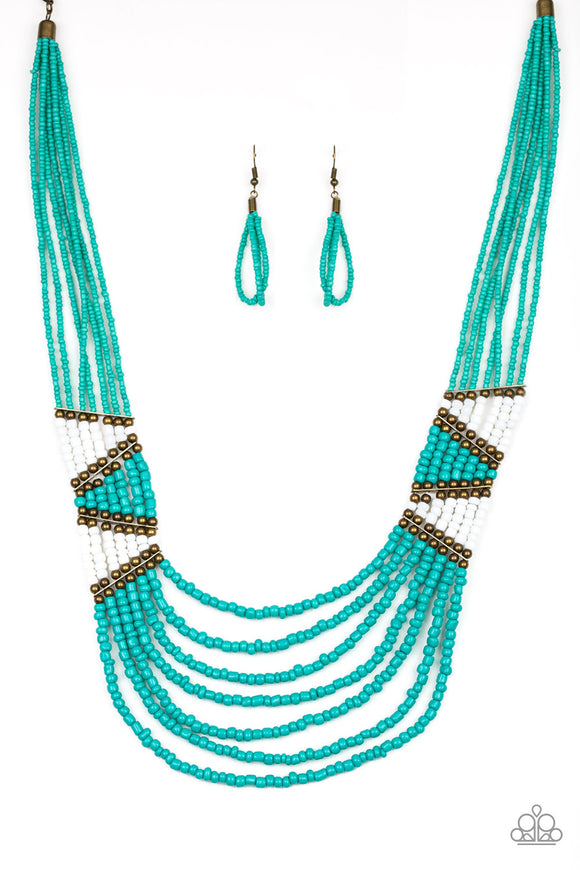 Kickin' it Outback - Blue Seed Bead Necklace - Box 4 - Blue