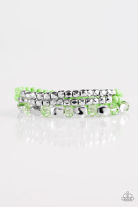 Beaded Bravado - Green Stretch Bracelet