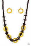 Fiji Foxtrot - Yellow Wooden Necklace - Box 4 - Yellow