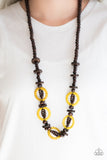 Fiji Foxtrot - Yellow Wooden Necklace - Box 4 - Yellow