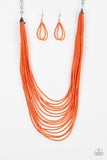Peacefully Pacific - Orange Seed Bead Necklace - Box 1 - Orange