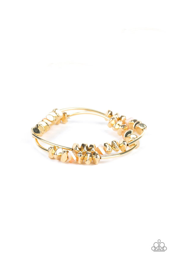 Get The GLOW On The Road - Gold Stretch Bracelet