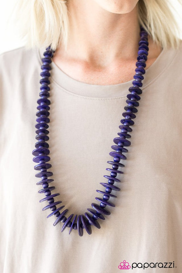 Maui Mai Tai - Purple Wooden Necklace - Box 7 - Purple