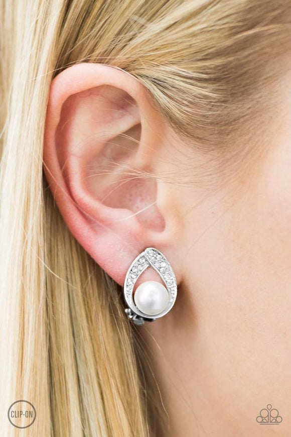 Top Classic - White Clip-On Earring - Box 1