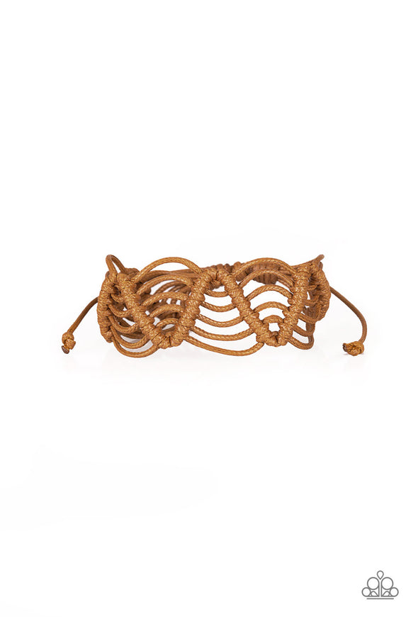 Rise To The Bait - Light Brown Urban Pull Cord Bracelet