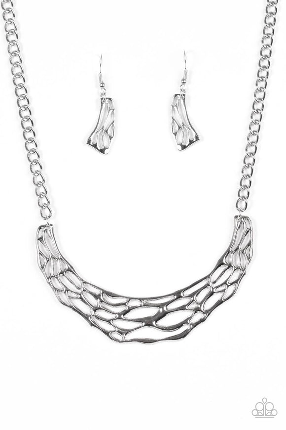 Fashionably Fractured - Silver Necklace - Box 7 - Silver