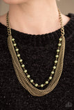 Fierce Fashion - Brass w/Green Necklace - Box 5 - Green